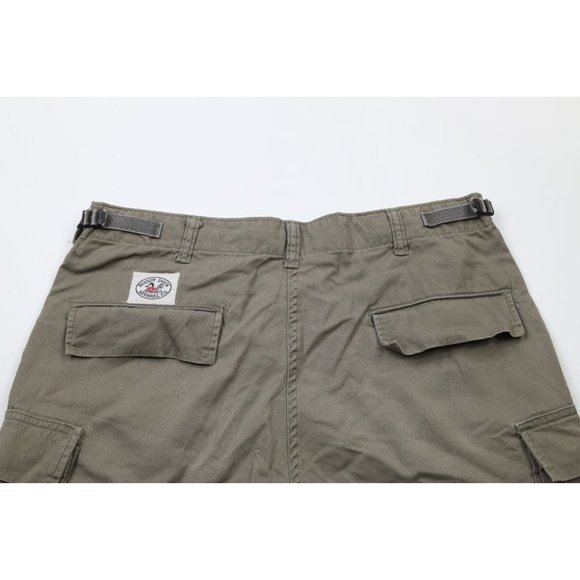 Vintage 90s Streetwear Mens 36 Faded Above Knee Cargo Shorts Green Cotton USA - Picture 9 of 13